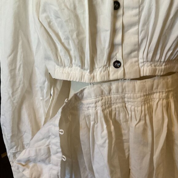 Yves Saint Laurent Ivory Cotton Dress F 42 Vintage with button skirt - Picture 5 of 14